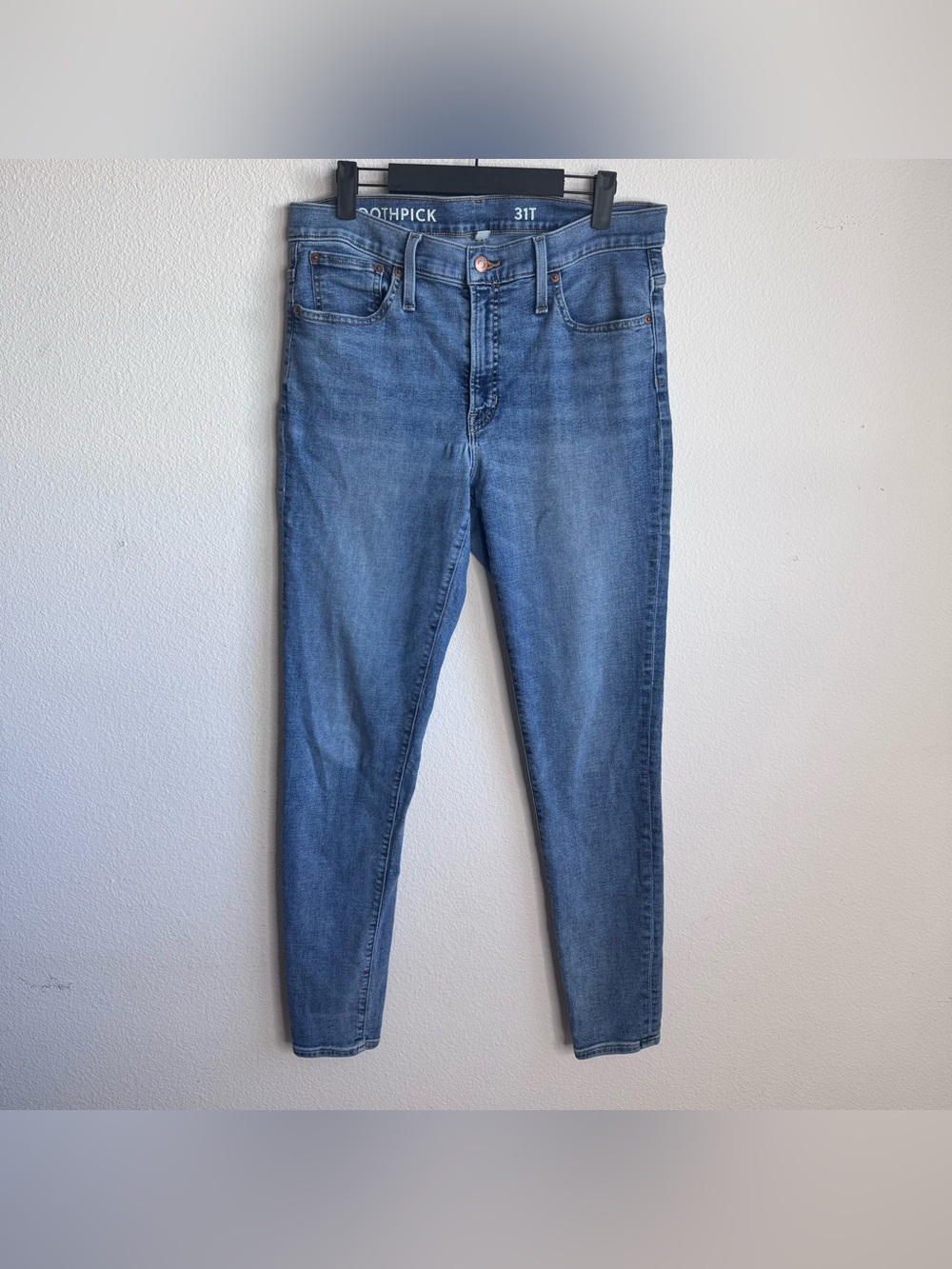 J Crew blue denim toothpick skinny jeans size 31T